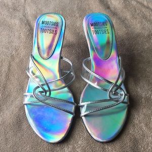 Silver and clear strappy sandals